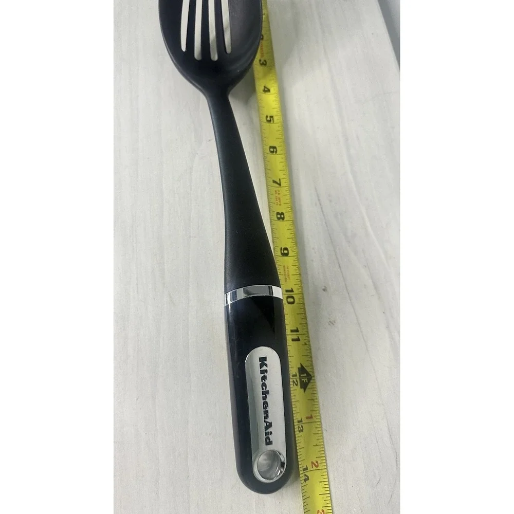 Lot of 3 Kitchen Aid Black Plastic Kitchen‎ Utensils Spoon and Spatulas